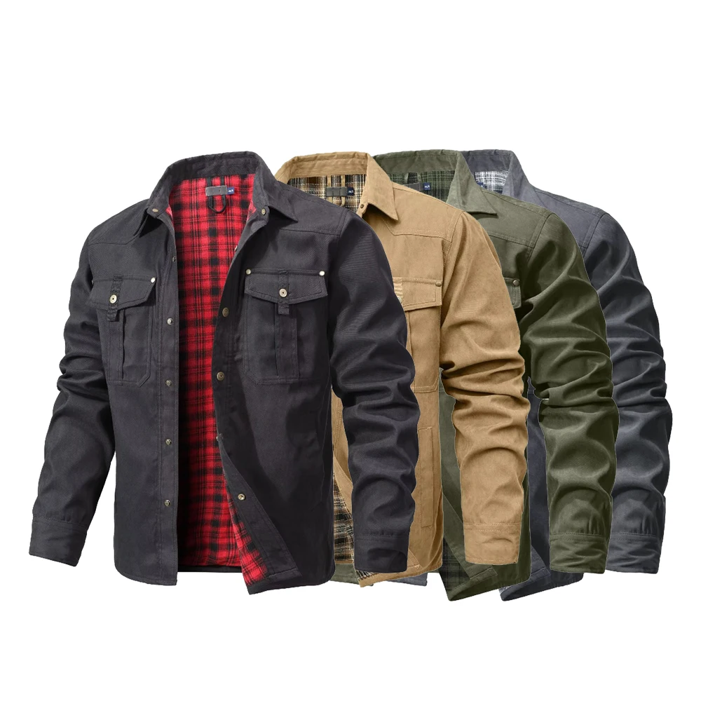 Flannel Shirt Lined - Herenjassen Lente Flanel Gevoerd Overhemd Jas