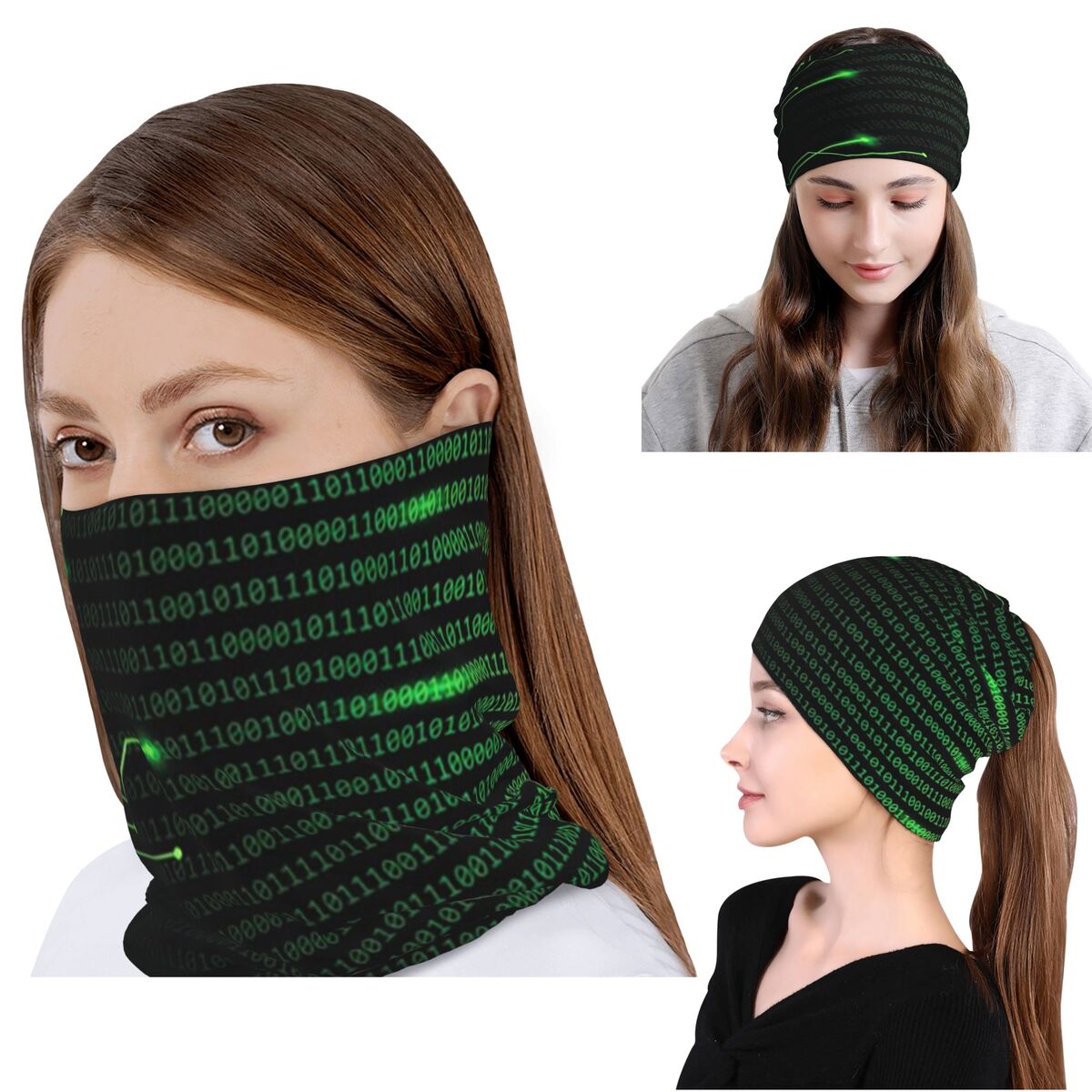Neck Gaiter Fleece - Binaire code binnenin de deken en