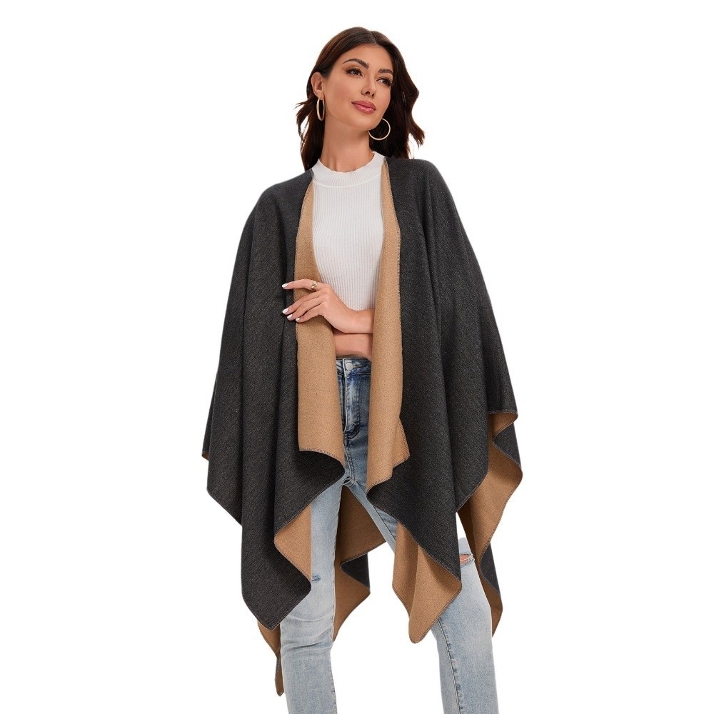 Shawl Wrap Winter - Warme jas Geruit ontwerp Reissjaal Open