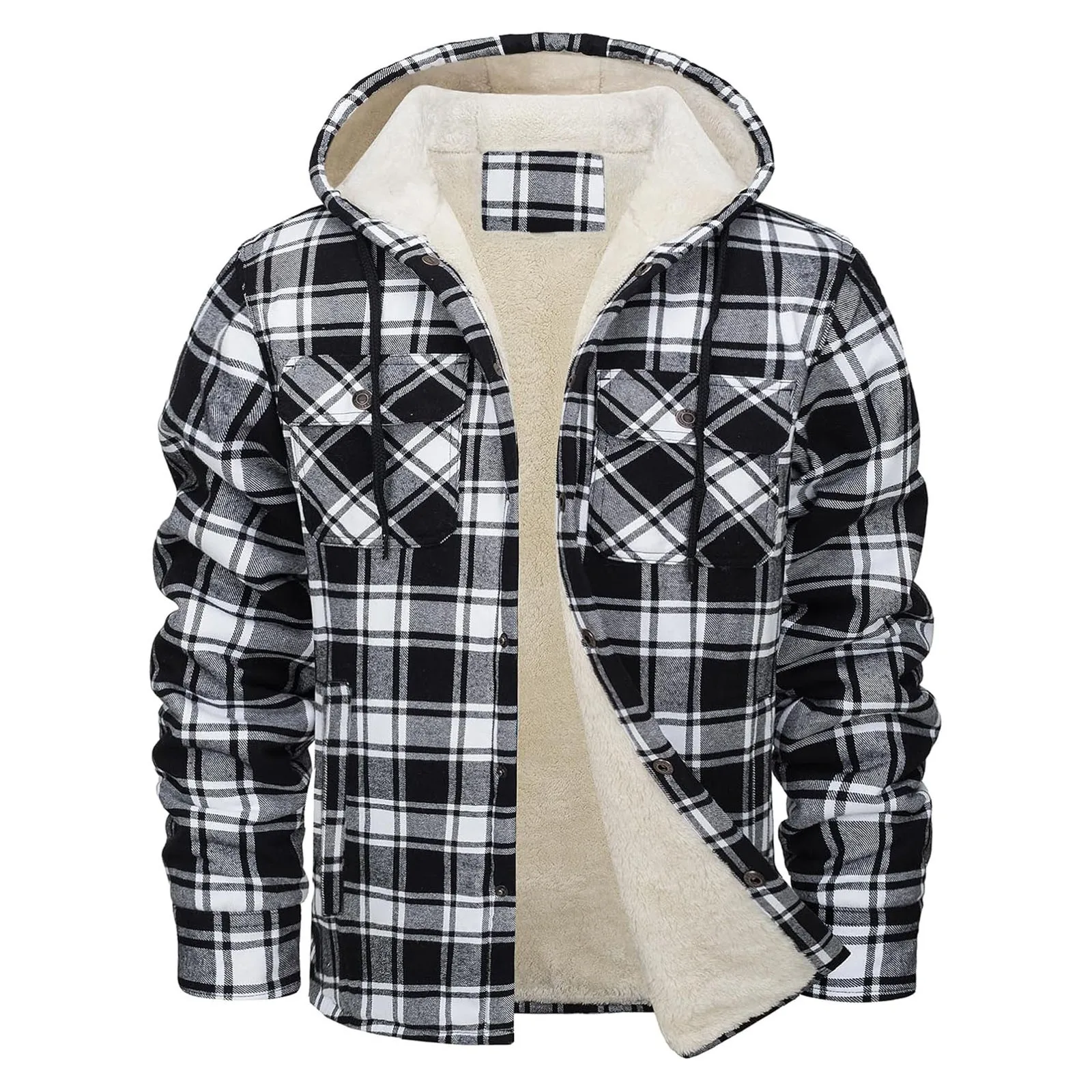 Flannel Shirt Lined - Dikke warme flanellen capuchon heren sherpa