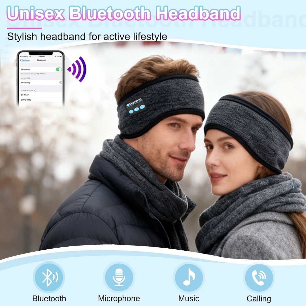 Winter Headband Fleece - Draadloze Bluetooth-hoofdtelefoon Hoofdband Sportmuziek Unisex Winteroorbeschermers