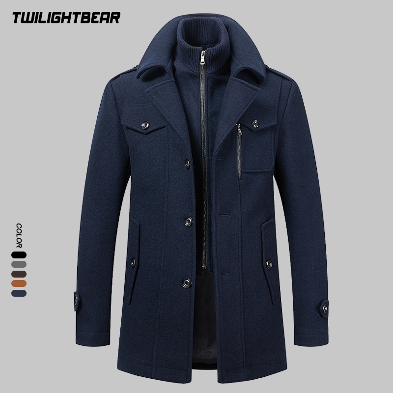 Wool Coat Peacoat - Winter heren wollen jas oversized effen