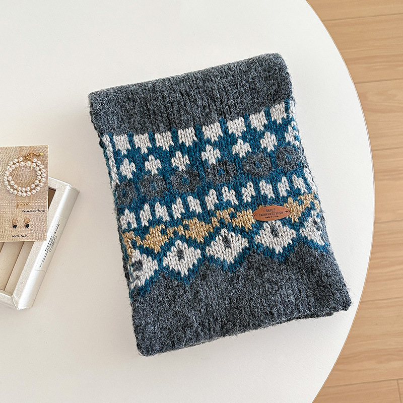 Wool Scarf Men - jacquard gebreide sjaal voor dames en