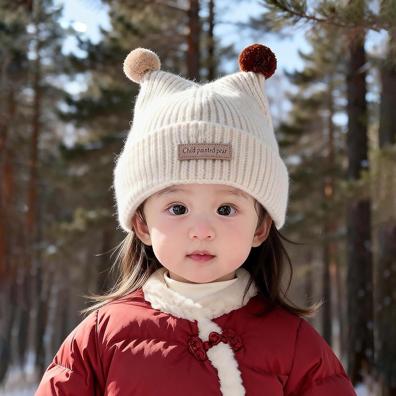 Knit Beanie Hat Warm - 1-4Year Baby Gebreide Muts Leuke Dubbele