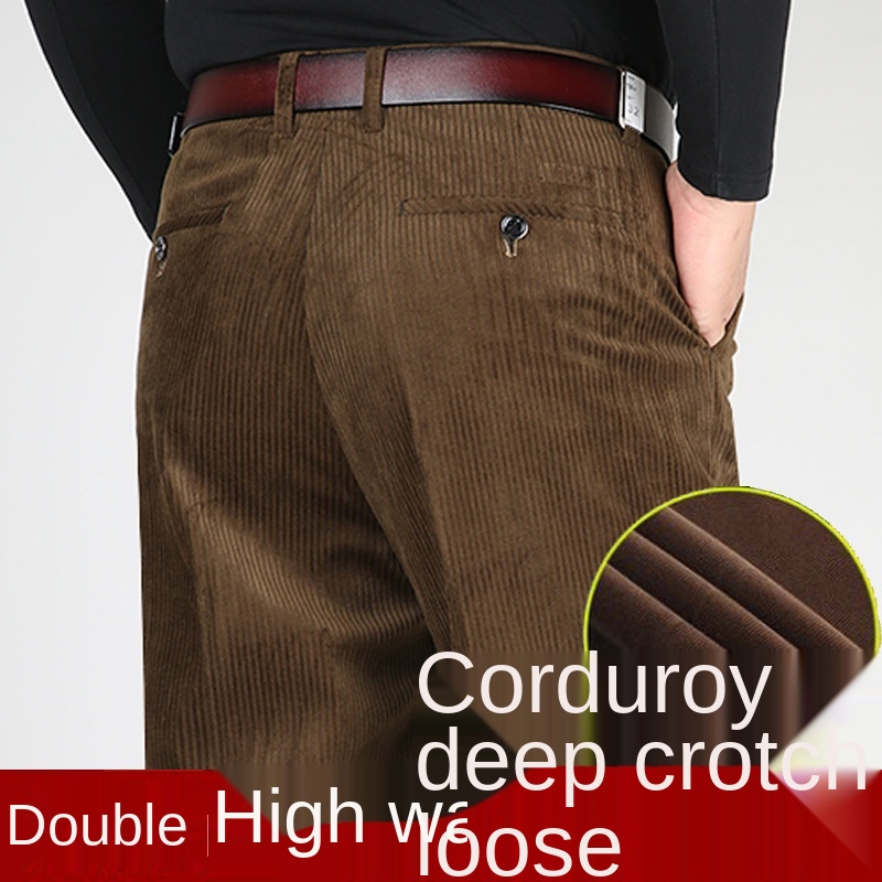 Corduroy Pant Warm - Dubbele geplooide corduroy broek heren zwart