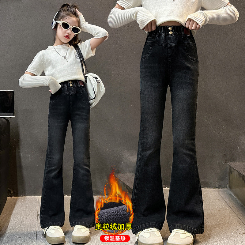 Corduroy Pant Warm - Casual kinderwinter corduroy gevoerde flare-jeans voor