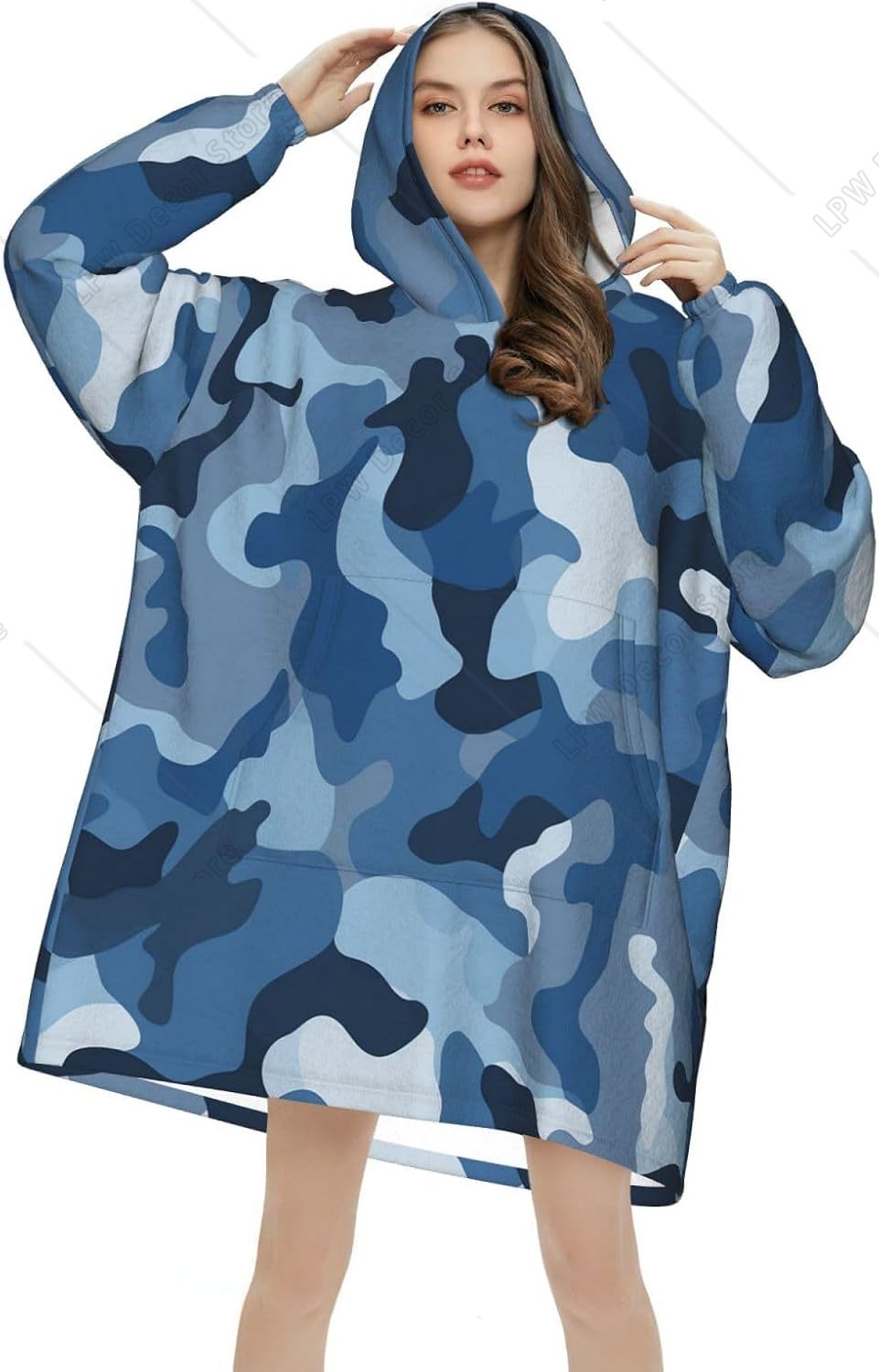 Klassieke blauwe camouflage dr - Sherpa Hoodie Fleece recensie en prijs