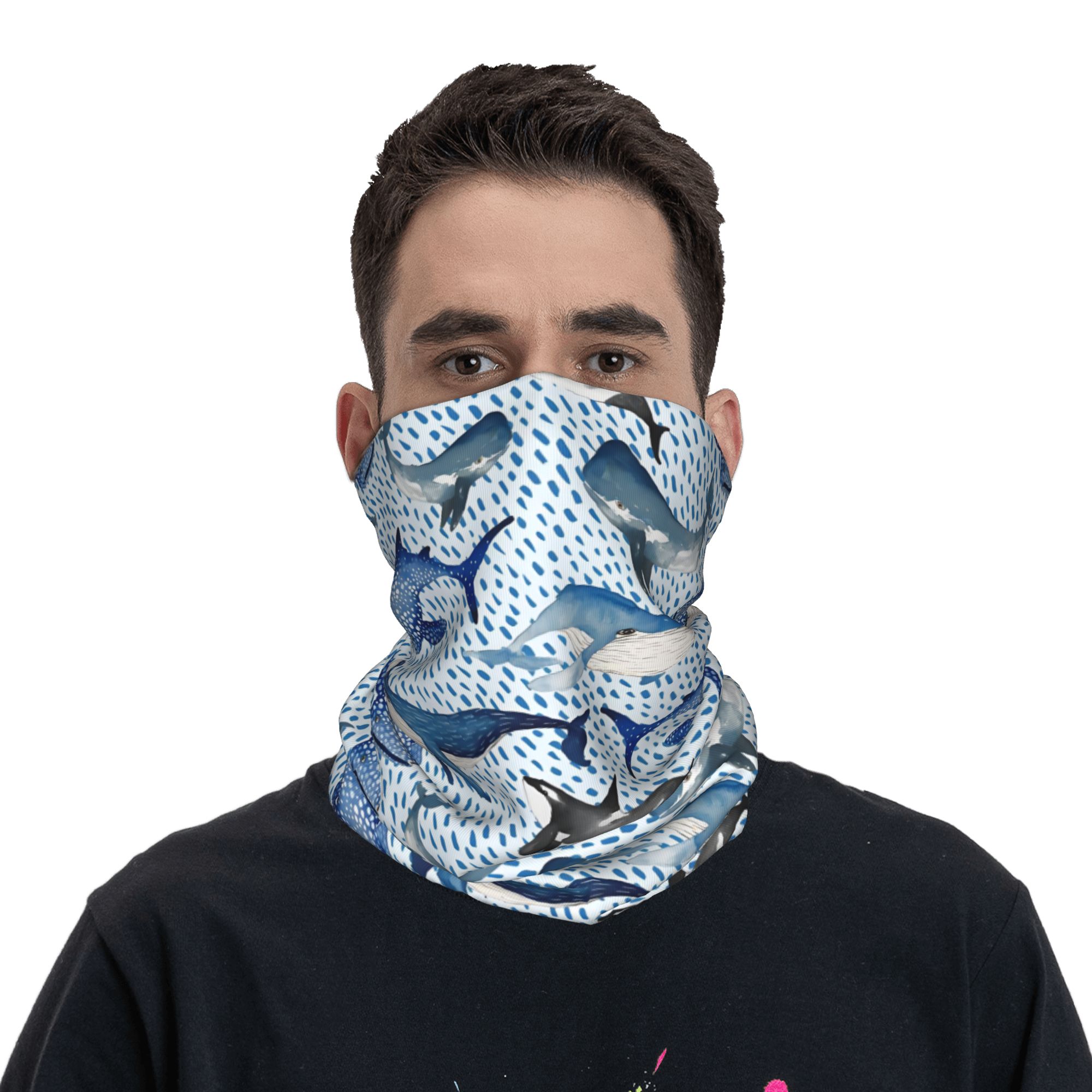 Aangepaste blauwe aquarel haai - Neck Gaiter Fleece recensie en prijs