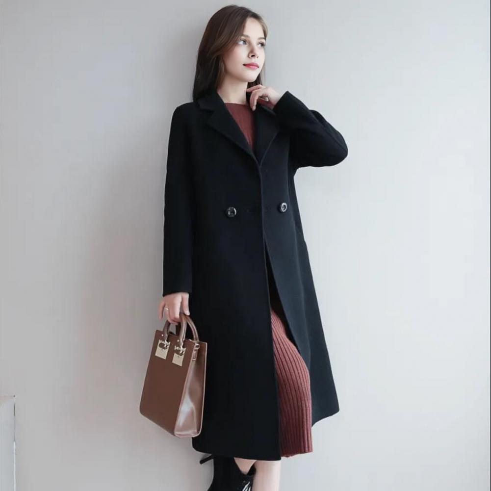 Dames wollen jas effen kleur l - Wool Coat Peacoat recensie en prijs