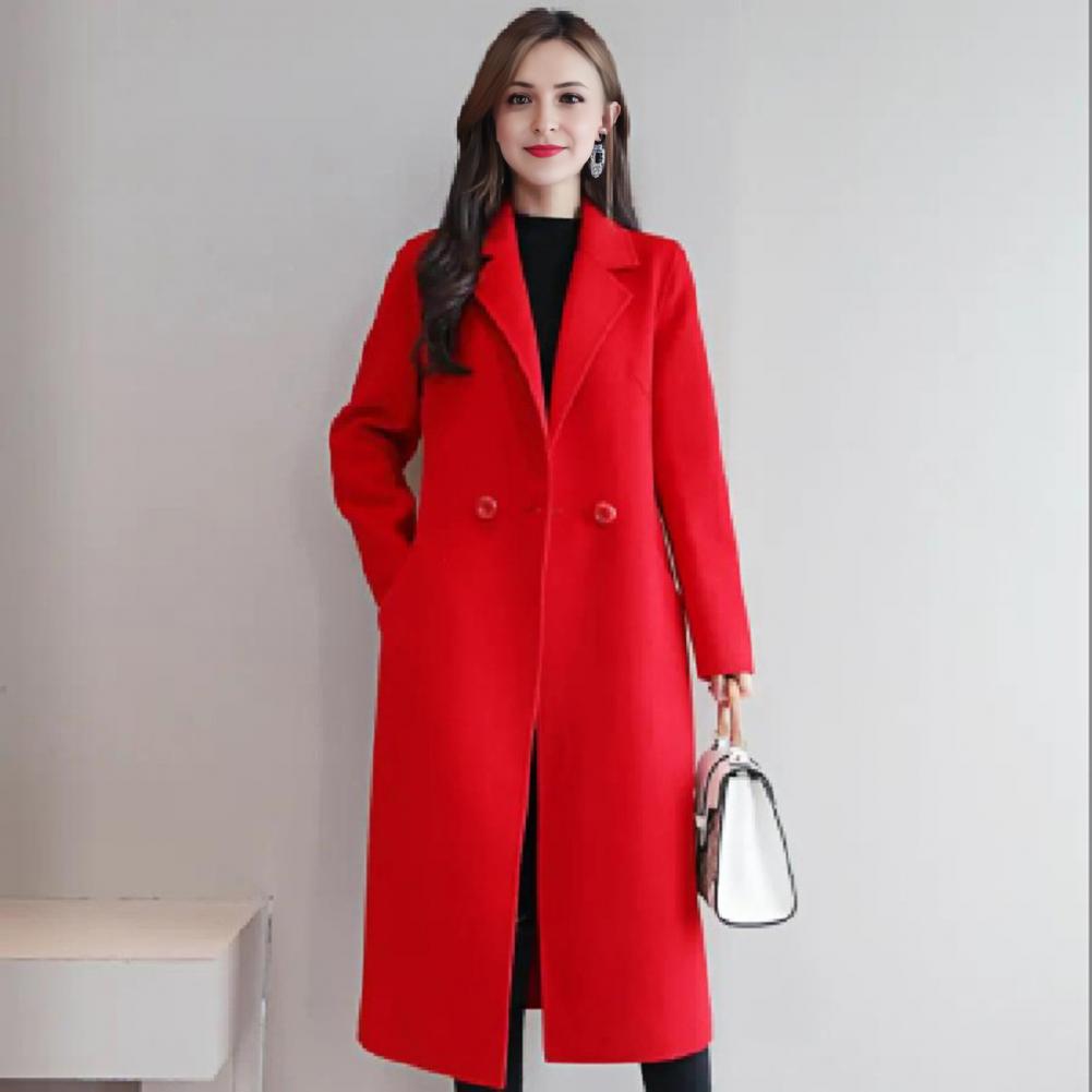 Dames wollen jas effen kleur l - Wool Coat Peacoat recensie en prijs