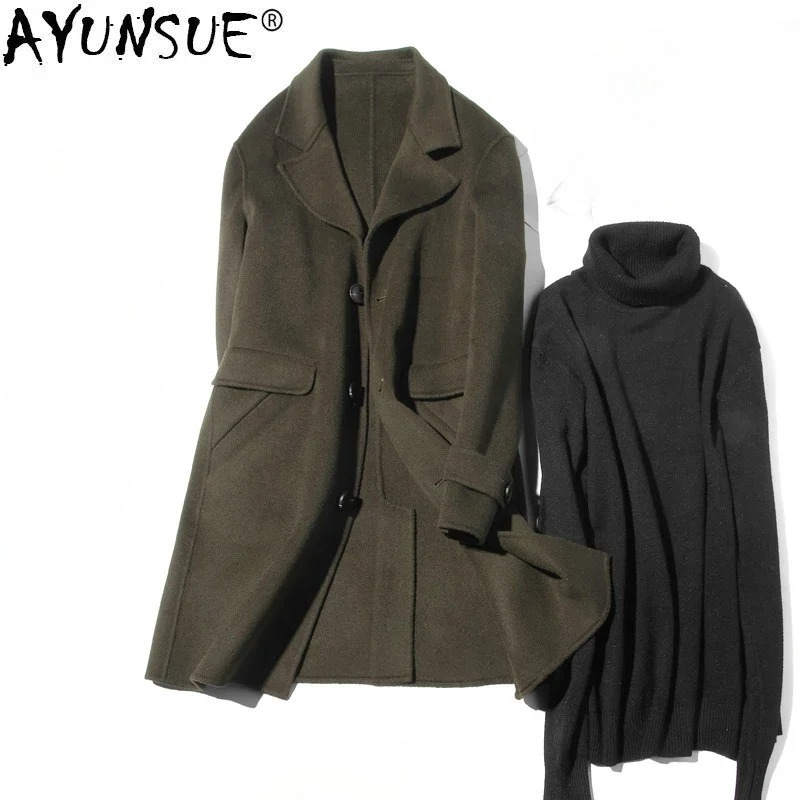 AYUNSUE 100% Wollen Jas Mannen - Wool Coat Peacoat recensie en prijs