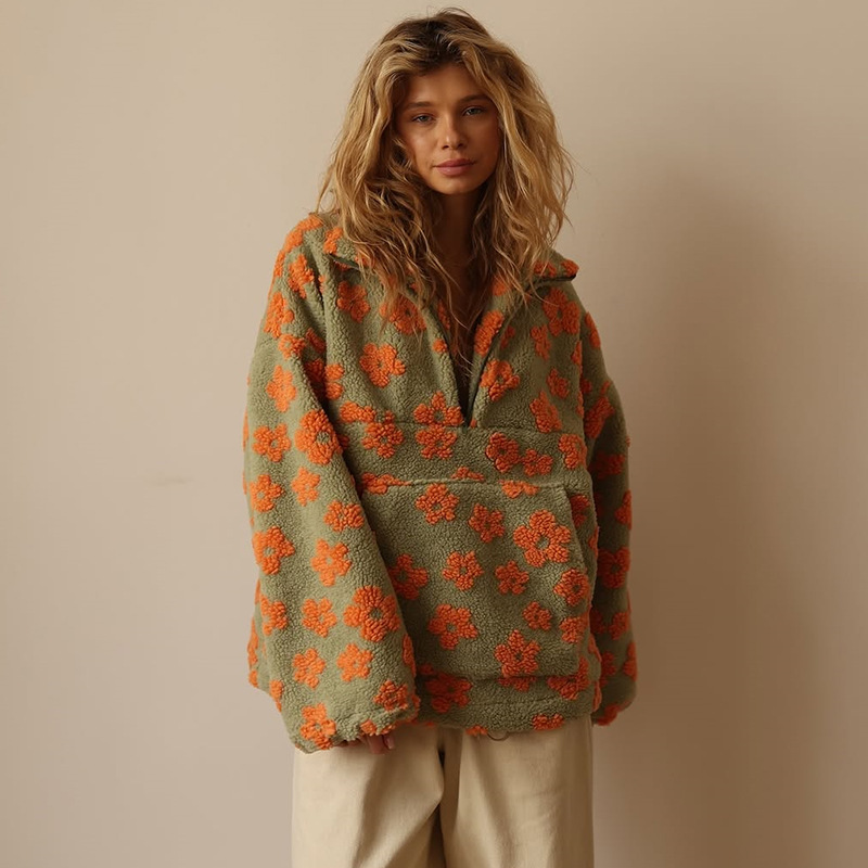 Bloemenprint Sherpa Half Zip P - Sherpa Hoodie Fleece recensie en prijs
