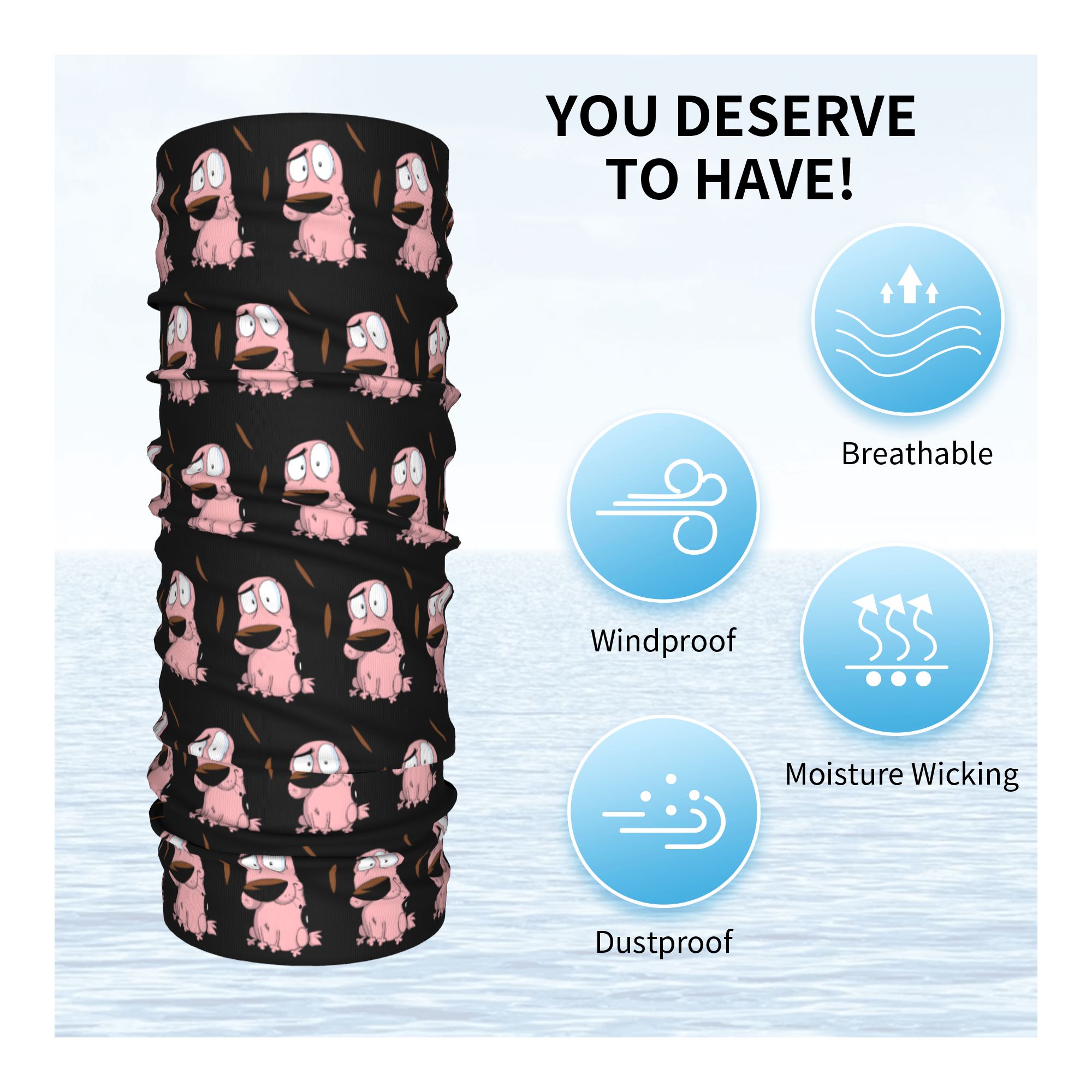 Aangepaste Cartoon Courage Dog - Neck Gaiter Fleece recensie en prijs