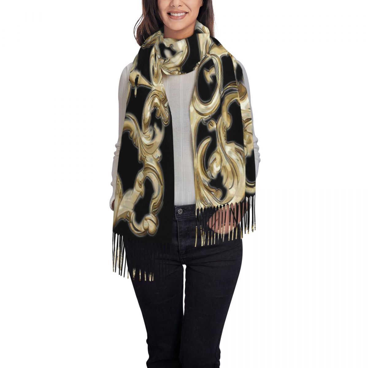 Aquarel Gouden Barok Patroon R - Shawl Wrap Winter recensie en prijs